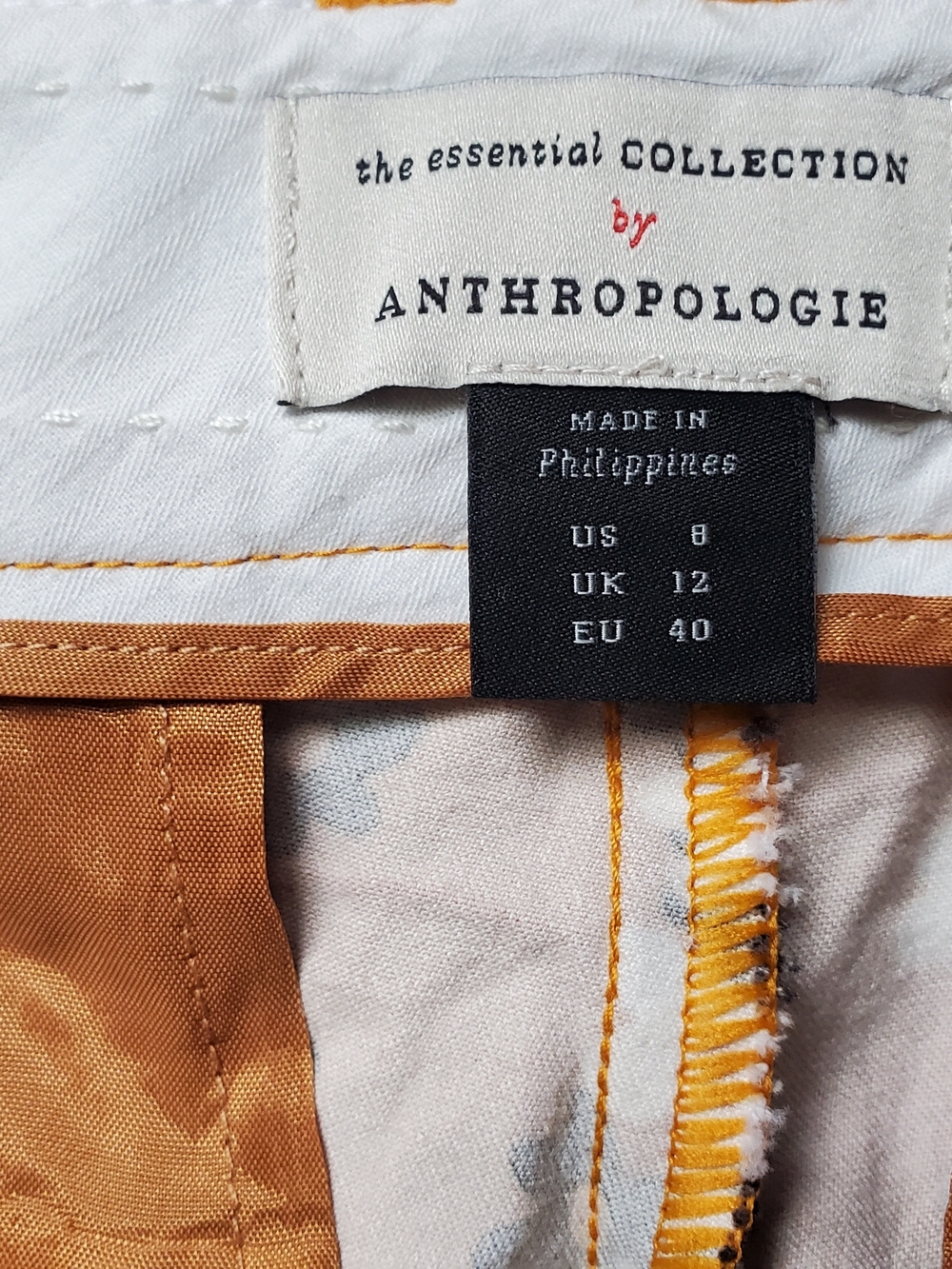 Anthropologie Floral Mustard Button Pants - Size 8 - Picture 9 of 10